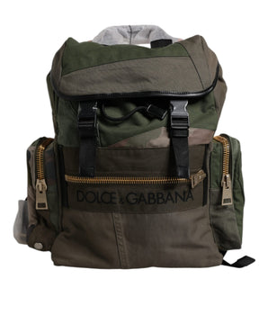 Dolce &amp; Gabbana Military Green Patchwork Travel Backpack Bag