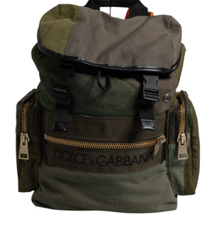 Dolce &amp; Gabbana Military Green Patchwork Travel Backpack Bag