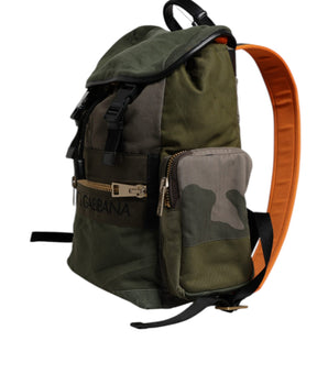Dolce &amp; Gabbana Military Green Patchwork School Backpack Bag