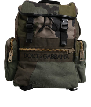 Dolce &amp; Gabbana Military Green Patchwork Travel Backpack Bag