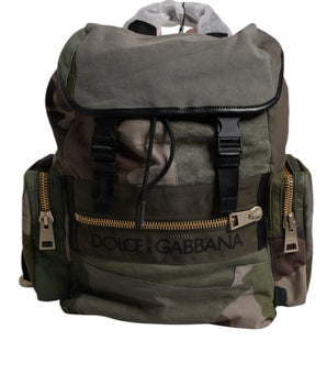 Dolce &amp; Gabbana Military Green Patchwork School Backpack Bag