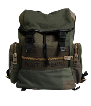 Dolce &amp; Gabbana Military Green Patchwork School Backpack Bag