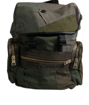Dolce &amp; Gabbana Military Green Patchwork Travel Backpack Bag