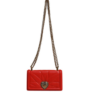 Bolso bandolera Dolce &amp; Gabbana acolchado rojo Devotion con cadena para teléfono
