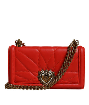Bolso bandolera Dolce &amp; Gabbana acolchado rojo Devotion con cadena para teléfono
