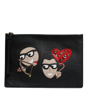 Bolso de mano de piel adornado negro #DGFamily de Dolce &amp; Gabbana