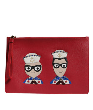 Bolso de mano de piel con adornos rojos #DGFamily de Dolce &amp; Gabbana