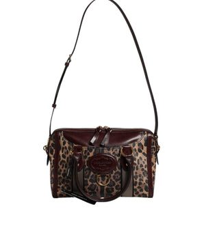Bolso de lona con correa de hombro de piel de leopardo marrón de Dolce &amp; Gabbana