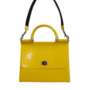 Dolce &amp; Gabbana Yellow PVC Cotton Satchel Shoulder Strap Bag