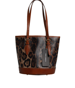 Bolso tote con correa de hombro de piel de leopardo marrón de Dolce &amp; Gabbana