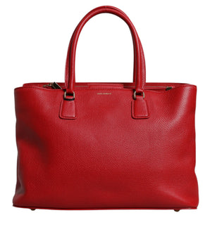 Bolso de mano Dolce &amp; Gabbana de piel de becerro roja con placa del logotipo