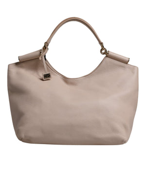 Bolso tote con asa superior y placa del logotipo de Dolce &amp; Gabbana en piel de ciervo rosa claro