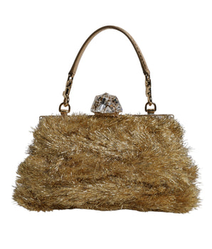 Bolso de mano de noche con cristales y correa de cadena Vanda dorada de Dolce &amp; Gabbana