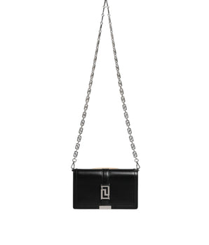 Versace Black Calfskin Leather Chain Strap Shoulder Crossbody Bag