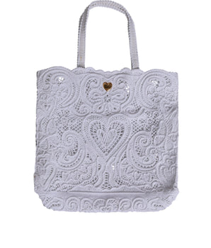 Bolso de compras Beatrice con encaje cordonetto blanco de Dolce &amp; Gabbana