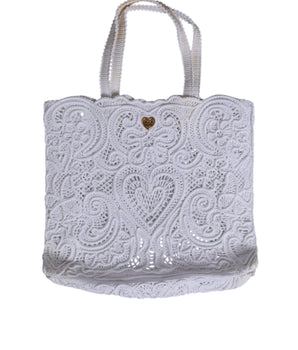 Bolso de compras Beatrice con encaje cordonetto blanco de Dolce &amp; Gabbana