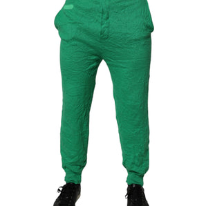 Dsquared² Green Cotton Elastic Waist Men Casual Pants