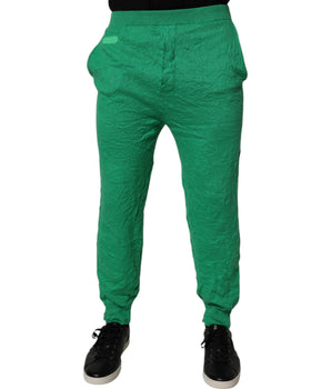 Dsquared² Green Cotton Elastic Waist Men Casual Pants