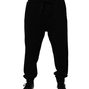 Dolce & Gabbana Black Cotton Crown Logo Jogger Pants