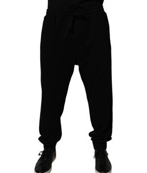 Dolce & Gabbana Black Cotton Crown Logo Jogger Pants