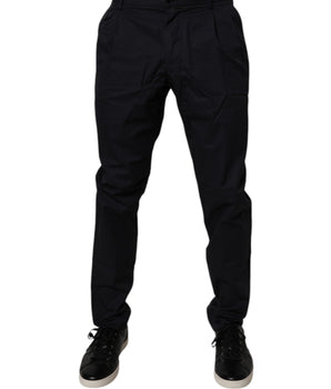 Dolce & Gabbana Dark Blue Cotton Tapered Formal Pants