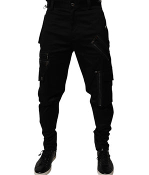 Dolce & Gabbana Black Cotton Cargo Tapered Pants