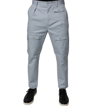 Dolce & Gabbana Light Blue Cotton Cargo Tapered Pants