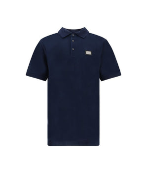 Dolce & Gabbana Blue Cotton Polo Shirt