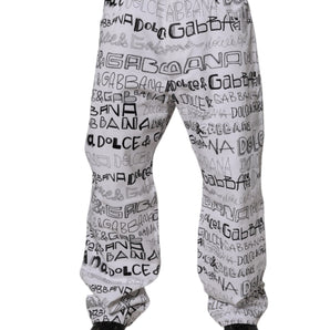Dolce & Gabbana White Logo Print Straight Men Denim Jeans