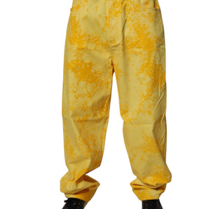 Dolce & Gabbana Yellow Tie Dye Cotton Straight Denim Jeans