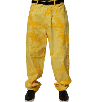 Dolce &amp; Gabbana Yellow Tie Dye Cotton Straight Denim Jeans