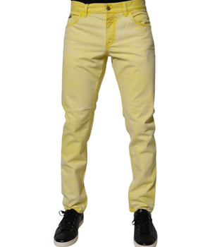 Dolce & Gabbana Yellow Cotton Stretch Skinny Men Denim Jeans