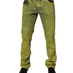 Dolce & Gabbana Yellow Cotton Stretch Skinny Men Denim Jeans