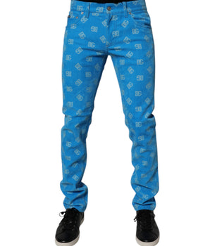 Dolce &amp; Gabbana Blue Logo Monogram Cotton Skinny Denim Jeans