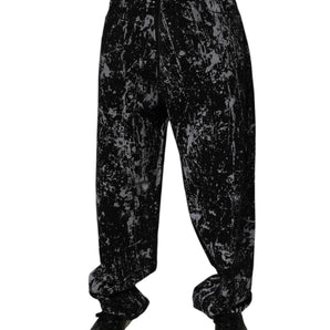 Vaqueros rectos de algodón teñido anudado negro de Dolce &amp; Gabbana para hombre
