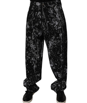 Dolce &amp; Gabbana Black Tie Dye Cotton Straight Men Denim Jeans