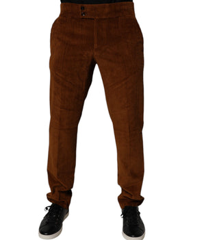 Dolce &amp; Gabbana Dark Brown Corduroy Cotton Skinny Denim Jeans