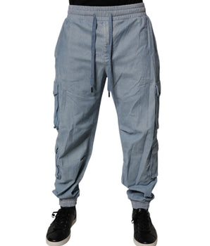 Dolce &amp; Gabbana Light Blue Cotton Jogger Cargo Men Denim Pants