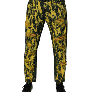 Vaqueros ajustados con efecto tie-dye en amarillo y negro de Dolce &amp; Gabbana para hombre