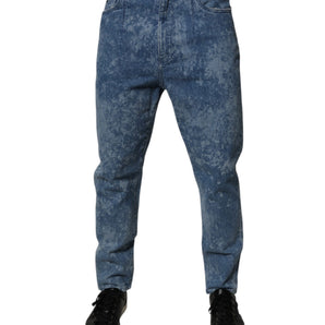 Vaqueros ajustados de algodón con efecto tie-dye azul de Dolce &amp; Gabbana para hombre
