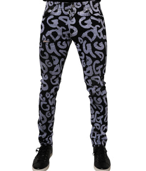 Dolce &amp; Gabbana Black Logo Monogram Cotton Skinny Denim Jeans