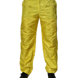 Pantalones rectos de poliéster con monograma DG amarillo de Dolce &amp; Gabbana