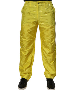 Pantalones rectos de poliéster con monograma DG amarillo de Dolce &amp; Gabbana