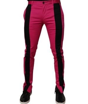 Dolce &amp; Gabbana Pink Black Stripe Slim Fit Men Dress Pants