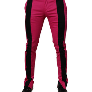 Pantalones de vestir ajustados de rayas rosas y negras de Dolce &amp; Gabbana para hombre