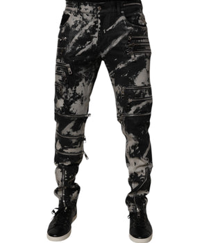 Dolce &amp; Gabbana Black Tie Dye Cotton Skinny Zip Denim Jeans
