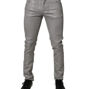 Vaqueros ajustados de algodón elástico gris Dolce &amp; Gabbana para hombre