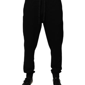 Pantalones deportivos negros de algodón de cintura media de Dolce &amp; Gabbana