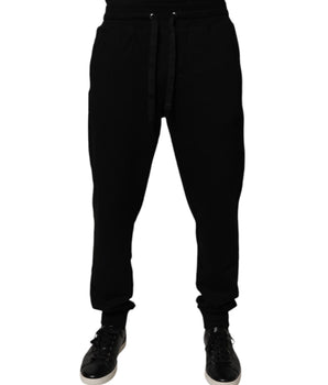 Dolce &amp; Gabbana Black Cotton Mid Waist Jogger Sweatpants Pants