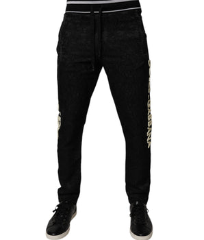 Dolce &amp; Gabbana Black Mid Waist Jogger Men Sweatpants Pants